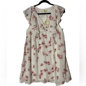 NWT Entro White and Pink Floral Mini Dress